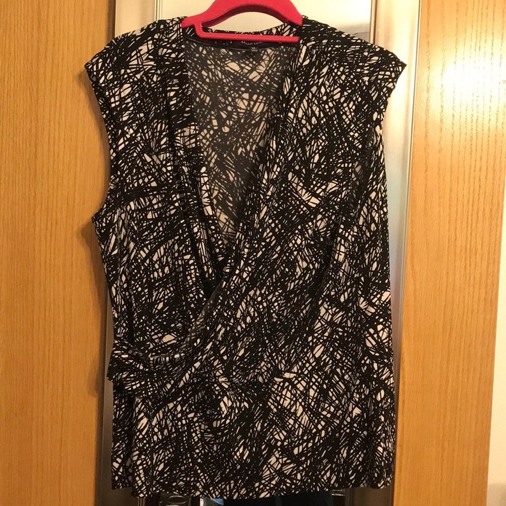 Ellen Tracy XL sleeveless blouse - black & white